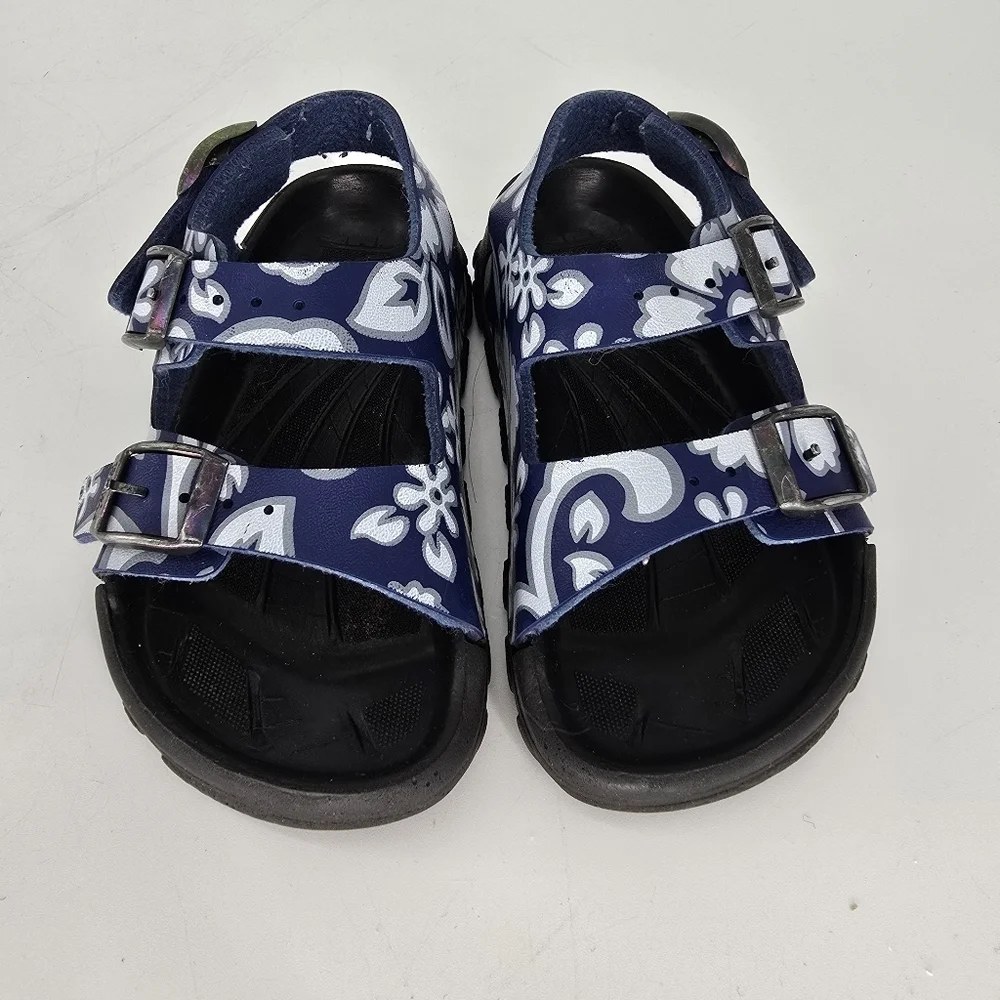 Birkis Birkenstock Blue Floral Adjustable Back & Top Straps sandals kids 7